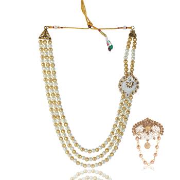   groom sherwani mala with brooch combo 2