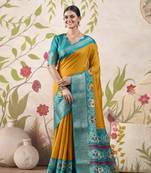 Women's Wedding Patola Print With Weaving Work Saree