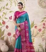 Women's Wedding Patola Print With Weaving Work Saree