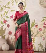 Women's Wedding Patola Print With Weaving Work Saree