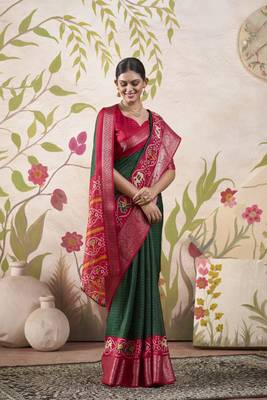 Women's Wedding Patola Print With Weaving Work Saree 4