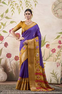 Women's Wedding Patola Print With Weaving Work Saree 1