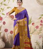 Women's Wedding Patola Print With Weaving Work Saree