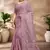 Designer lavender resham sequence embroidery work silk saree