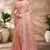 Designer peach resham sequence embroidery work silk saree