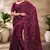 Designer wine resham sequence embroidery work silk saree