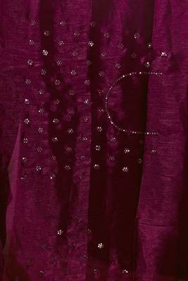 Designer wine resham sequence embroidery work silk saree 3
