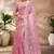 Pink designer resham sequence embroidery work silk saree