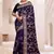Designer navy blue heavy resham embroidery work saree