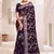 Designer purple heavy resham embroidery work saree