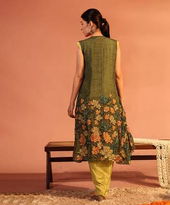 Green sadira embellished drape dress set 3