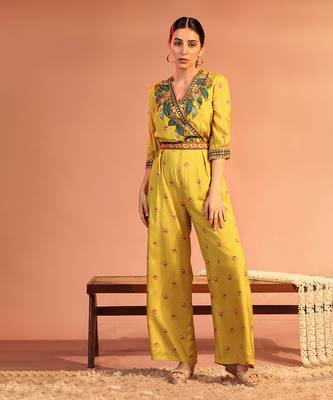 Tamaya embellished overlap jumpsuit with belt 1