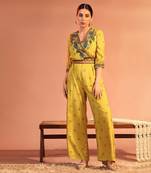 Tamaya embellished overlap jumpsuit with belt