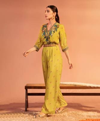 Tamaya embellished overlap jumpsuit with belt 2