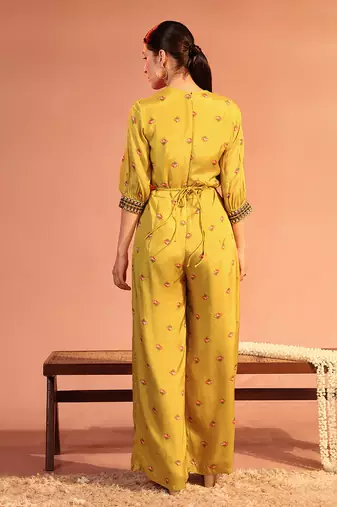Tamaya embellished overlap jumpsuit with belt