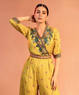 Tamaya embellished overlap jumpsuit with belt 4
