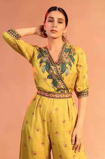 Tamaya embellished overlap jumpsuit with belt