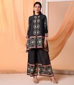 Black eraya embellished co-ord set with gathered sleeves