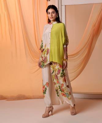 Yellow  aarani embellished co-ord set 1