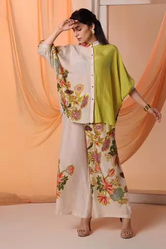 Yellow  aarani embellished co-ord set