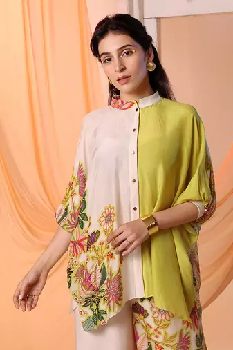 Yellow  aarani embellished co-ord set