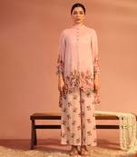 Baby pink aarani asymmetric sequin co-ord set