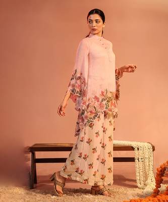 Baby pink aarani asymmetric sequin co-ord set 2