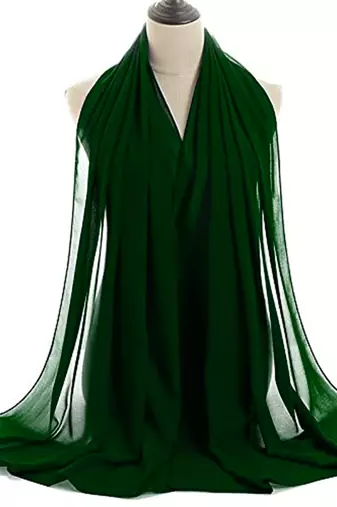 Green embroidered georgette islamic-kaftans With Sun-proof hijab