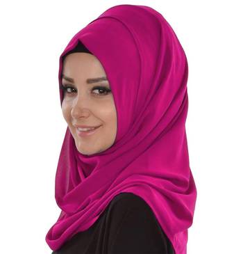 Magenta embroidered georgette islamic-kaftans With Sun-proof hijab 6