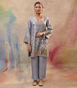 Aqua blue brocade cord set