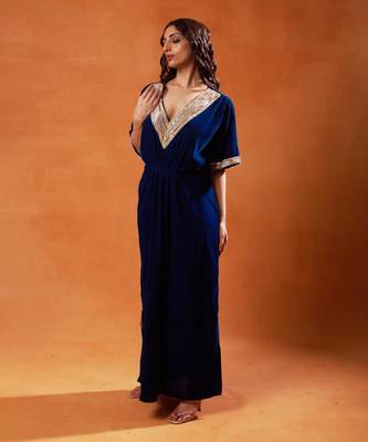 Burgundy and elegant navy blue kaftan sets 2