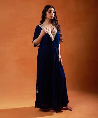 Burgundy and elegant navy blue kaftan sets 3