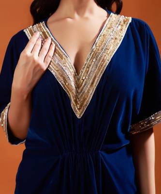 Burgundy and elegant navy blue kaftan sets 4