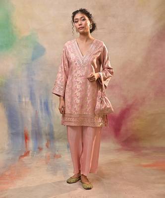 Blush pink brocade cord set 2