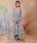 Elegant grey embroidered indo-western set