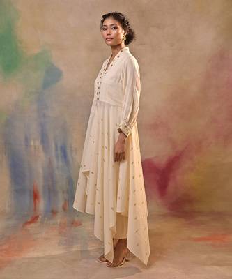Ivory gold accent indo-western dress 3