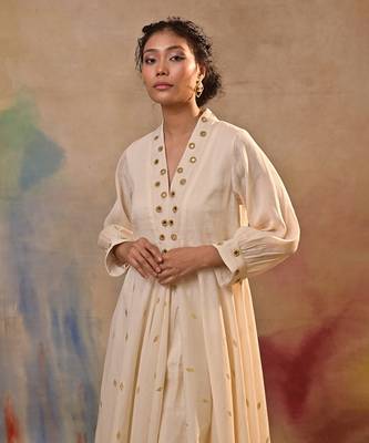 Ivory gold accent indo-western dress 4