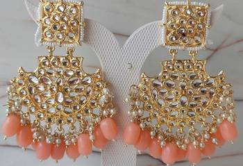 Kundan beautiful earrings are handcrafted in alloy with pearls of good quality 1