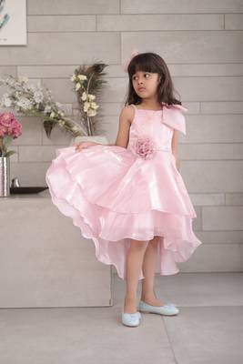 Baby pink coloured fancy frock for girls 1