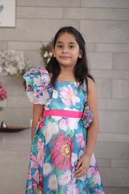 Printed party wear gown for girls 2