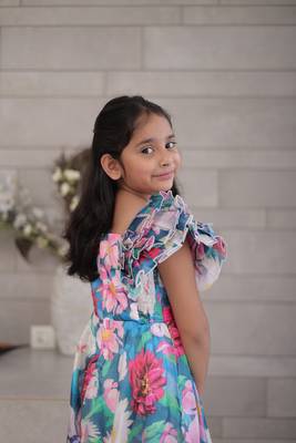 Printed party wear gown for girls 3