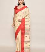 Pure soft cotton floral and buti work handloom saree without blouse fabric