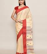 Pure soft cotton floral and buti work handloom saree without blouse fabric
