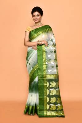 blended cotton zari work handloom saree without blouse fabric 1