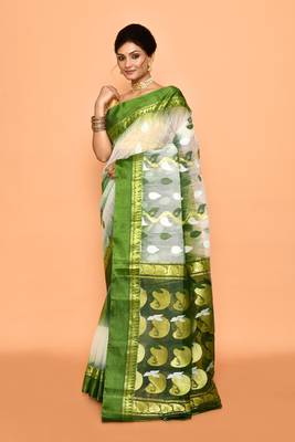 blended cotton zari work handloom saree without blouse fabric 2