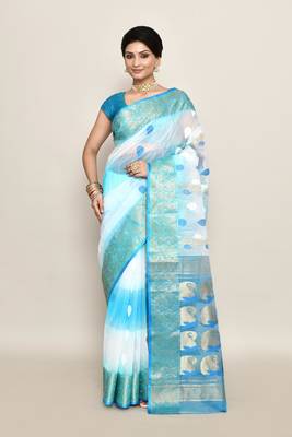 blended cotton zari work handloom saree without blouse fabric 1