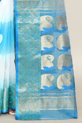 blended cotton zari work handloom saree without blouse fabric 5