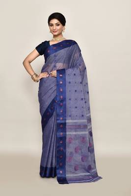 Pure cotton polka dot zari work saree 1