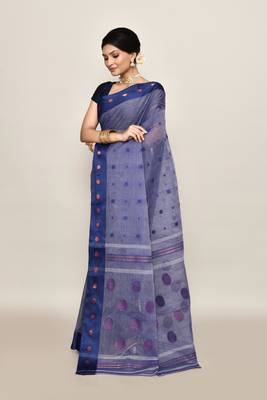 Pure cotton polka dot zari work saree 2