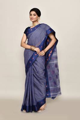 Pure cotton polka dot zari work saree 3